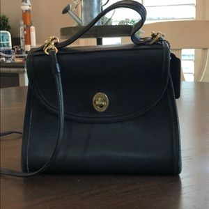 Vintage black leather Coach handbag